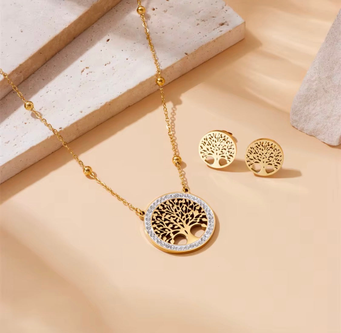Parure Collier et Boucles d’Oreilles Arbre de Vie